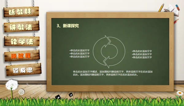 教师说课黑板卡通风格教育教学通用PPT模板