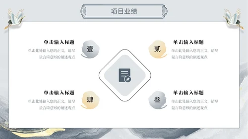 古风中国风水墨鎏金线条仙鹤年终总结通用模版工作总结年终总结