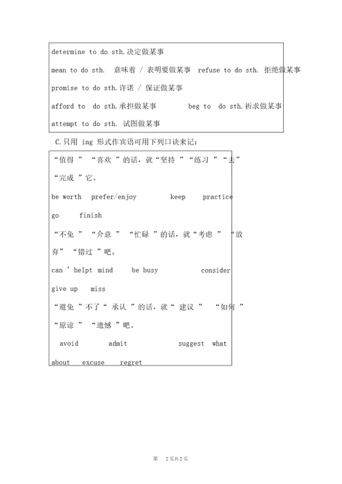 2020年中考英语非谓语动词复习：不定式、动名词作动词宾语的常用表达9120