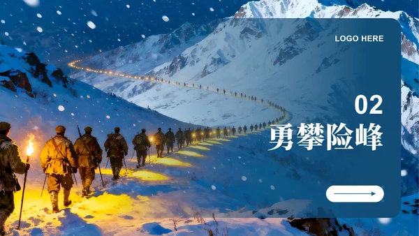 蓝色简约风长征纪念日主题红军长征精神团课PPT模板