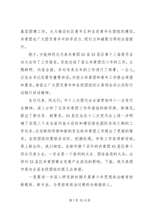 县共青团代表大会开幕式讲话稿.docx