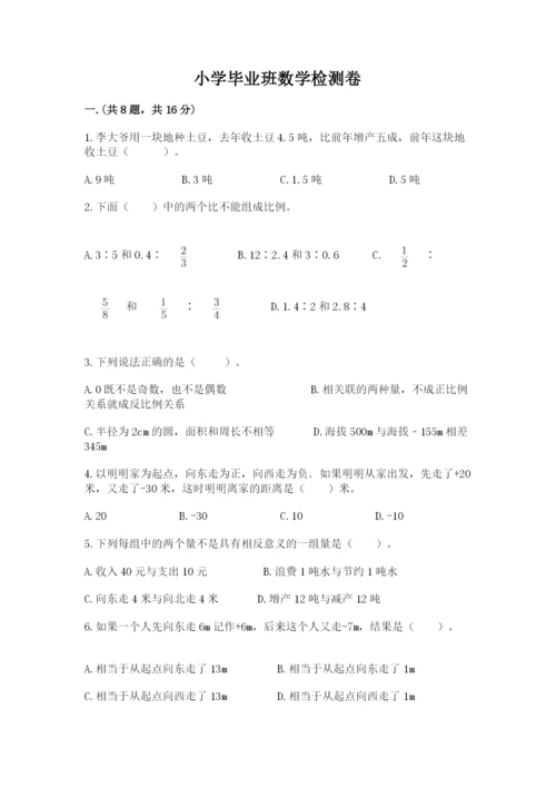 小学毕业班数学检测卷【夺分金卷】.docx