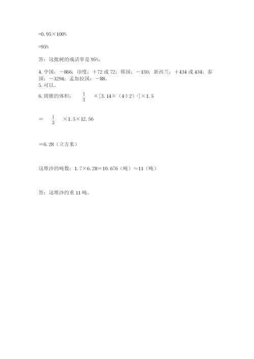 小学数学六年级下册竞赛试题含答案【预热题】.docx