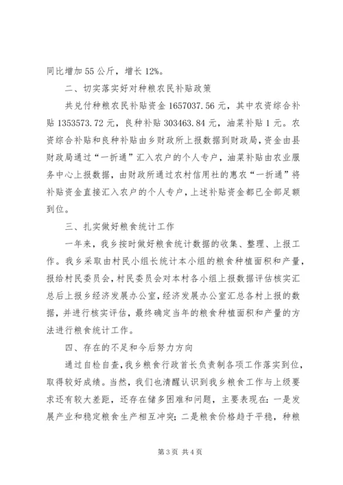 乡镇粮食行政首长负责制自评报告.docx