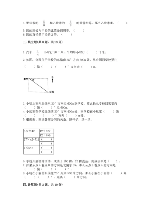 人教版六年级上册数学期末检测卷附答案（综合卷）.docx