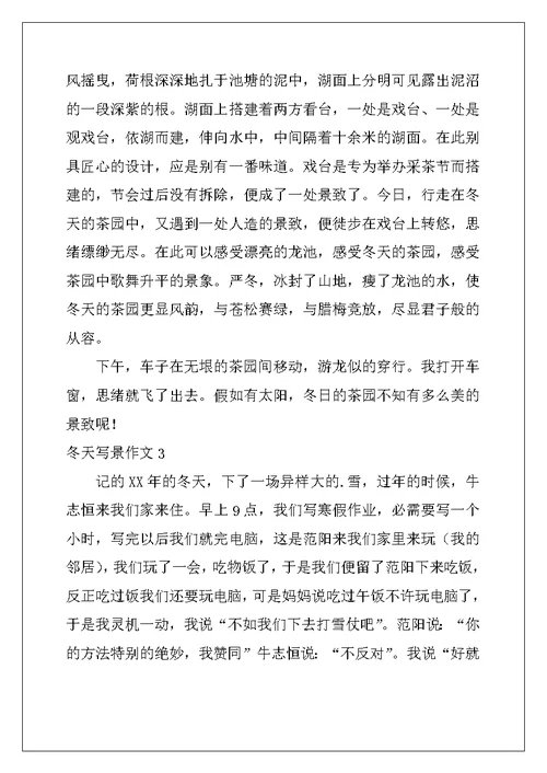 2022年冬天写景作文9篇