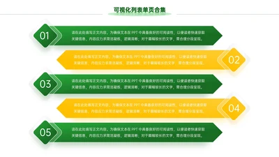 黄绿色简约风5项列表PPT单页