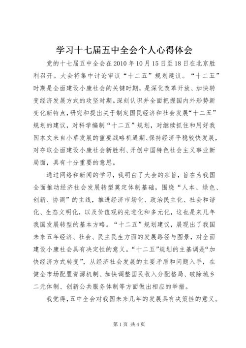 学习十七届五中全会个人心得体会.docx