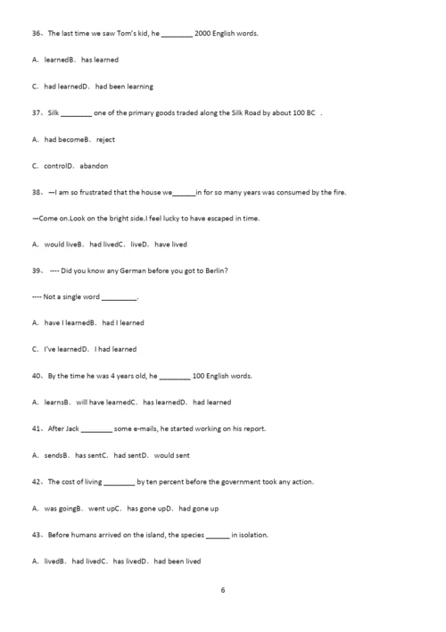 (文末附答案)高中英语过去完成时必考考点训练.docx