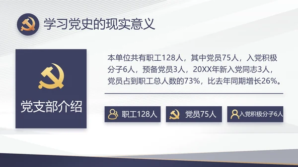 蓝色党建年终工作总结汇报PPT党课