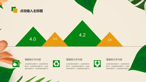 清新植物绿色教学设计述职报告PPT模板
