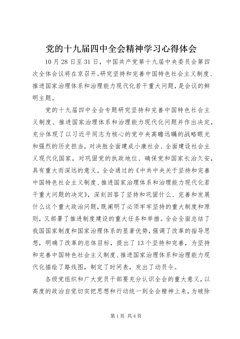 党的十九届四中全会精神学习心得体会.docx