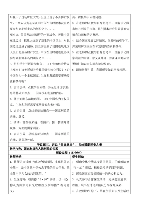 【新课标】8.1国家好大家才会好 教学设计
