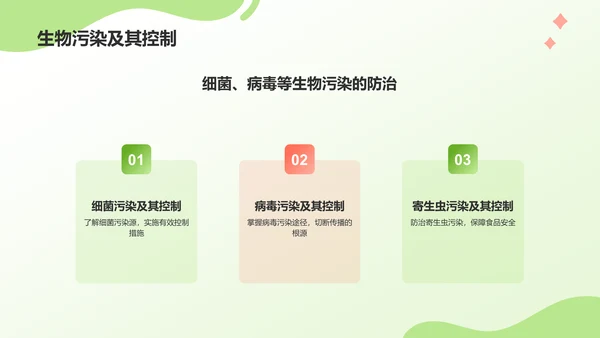绿色插画风构建健康安全的食品环境PPT模板