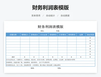 财务利润表模版