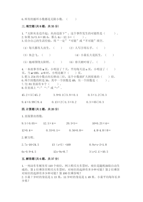 人教版五年级上册数学期末测试卷1套.docx