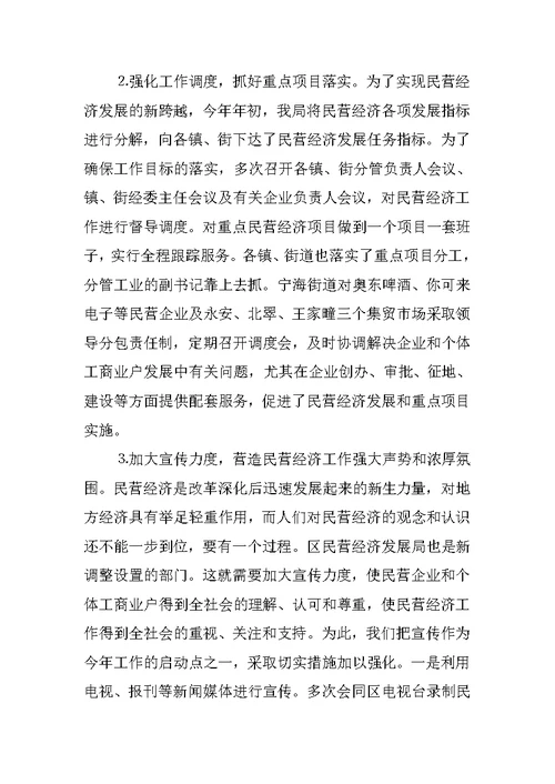 区民营经济上半年工作总结及下半年打算推荐