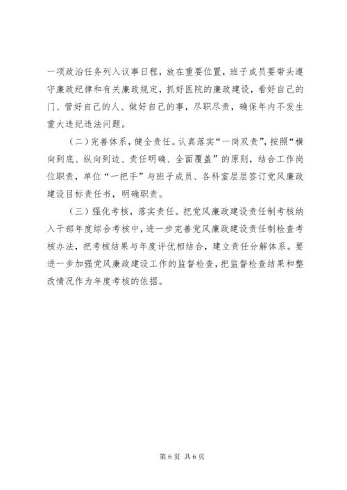 县中医院某年党风廉政建设工作计划.docx
