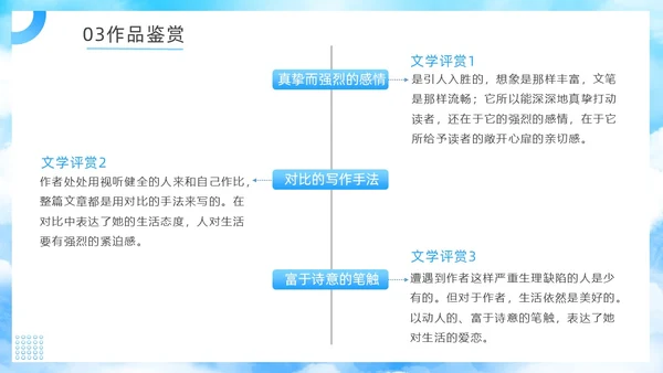 蓝色简约假如给我三天光明读书分享PPT模板