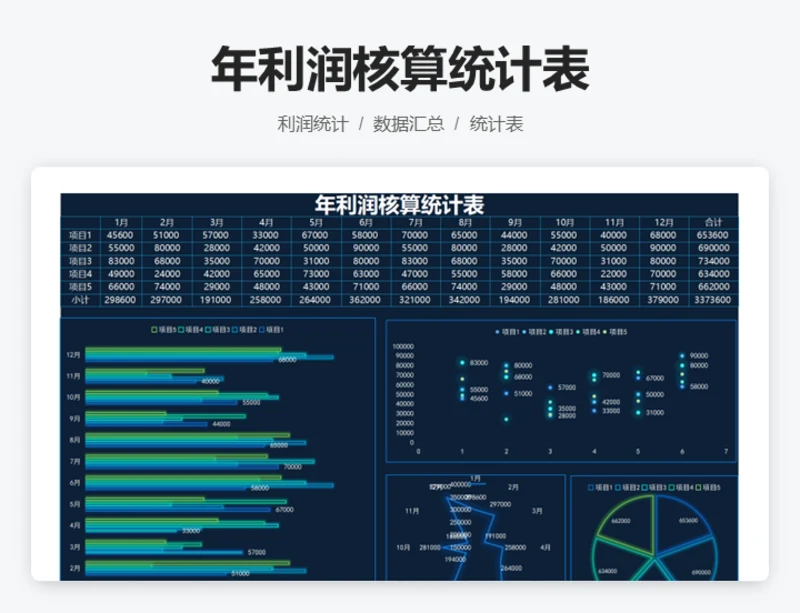 年利润核算统计表