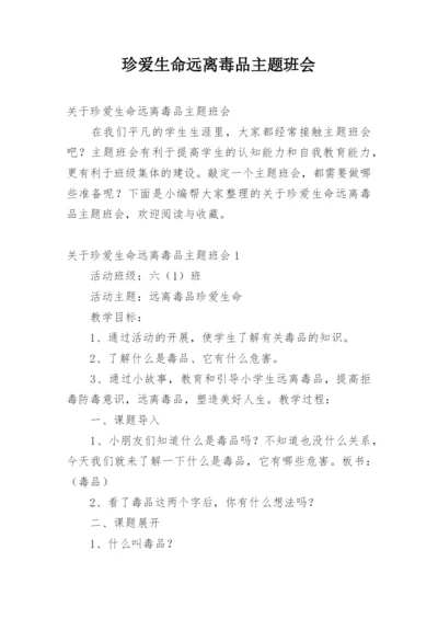 珍爱生命远离毒品主题班会.docx