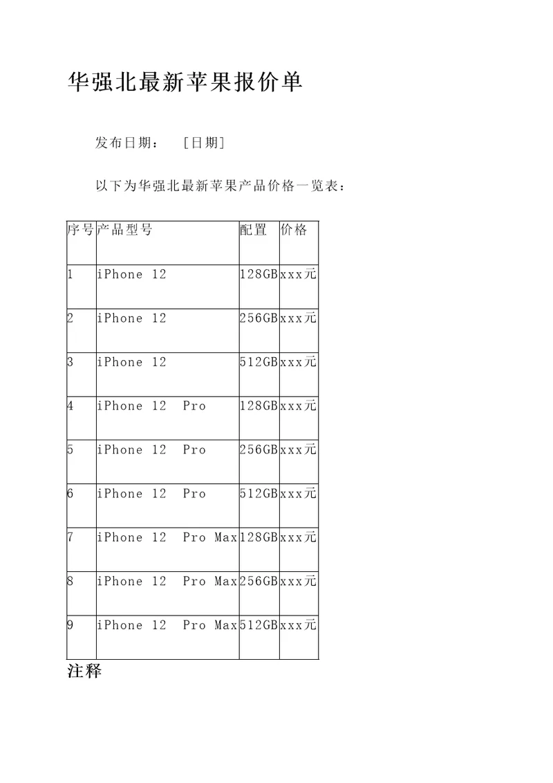 华强北最新苹果报价单