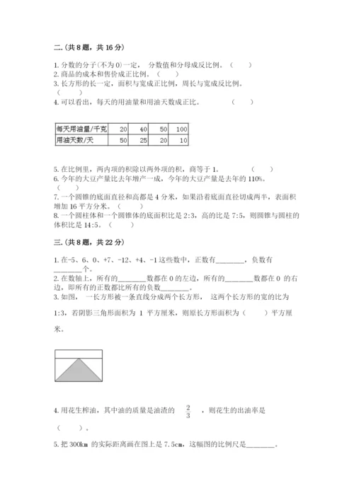 西师大版数学小升初模拟试卷带答案（夺分金卷）.docx