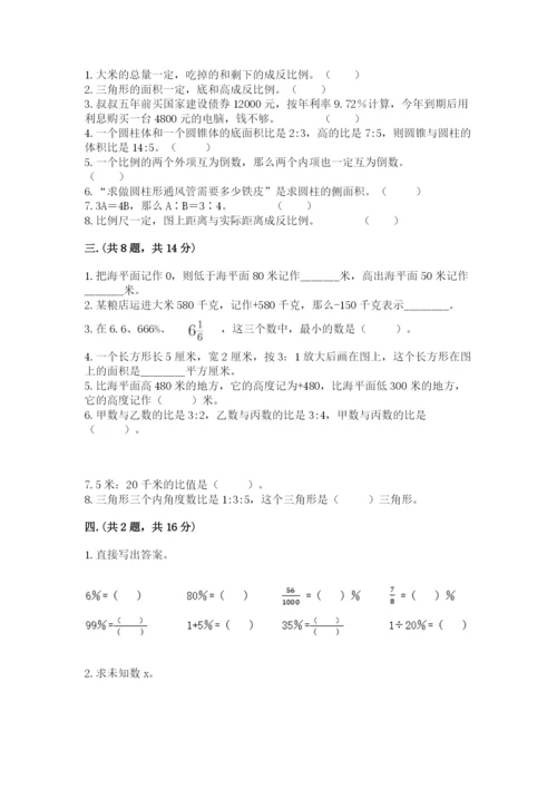 人教版数学六年级下册试题期末模拟检测卷精品【全国通用】.docx