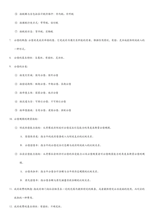 2023年自考00060财政学重点知识.docx