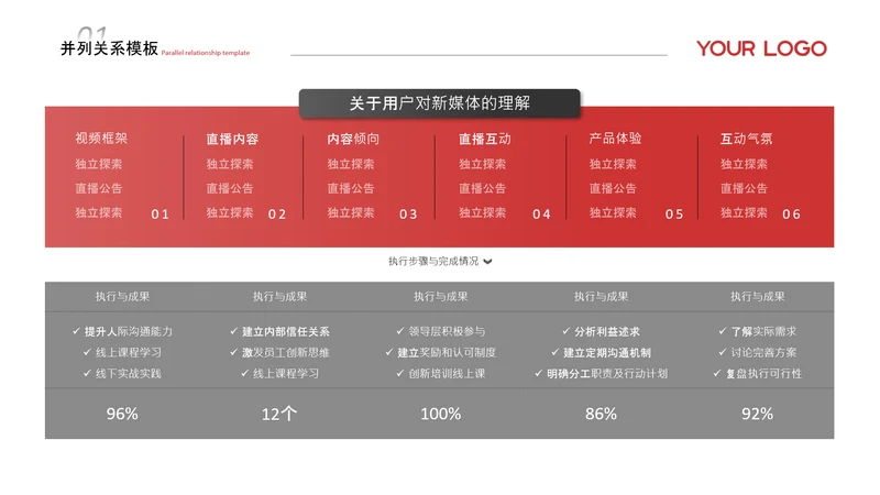 黑红简约风并列关系页
