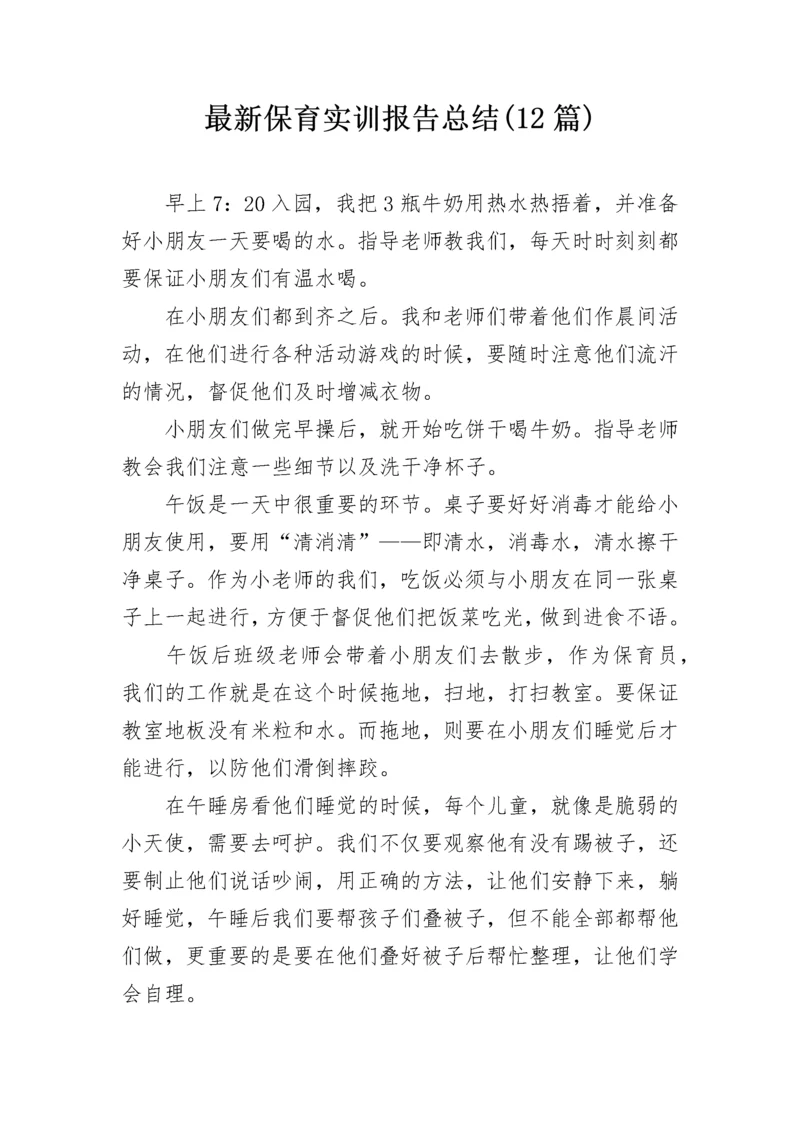 最新保育实训报告总结(12篇).docx