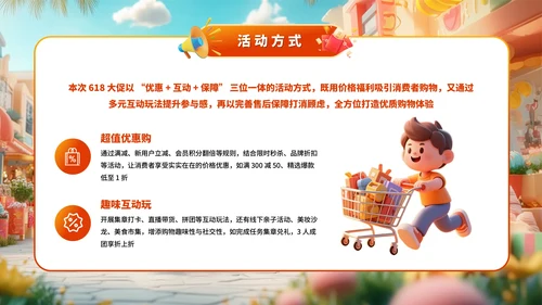 橙色系618商场百货大促嗨购专场PPT模板