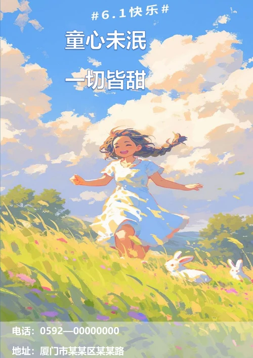 童心未泯一切皆甜六一节日海报