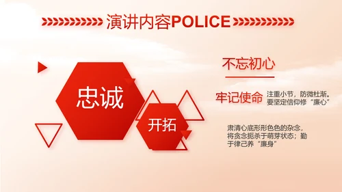 红色大气中国公安警察工作总结动态PPT模板