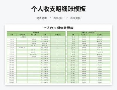 个人收支明细账模板