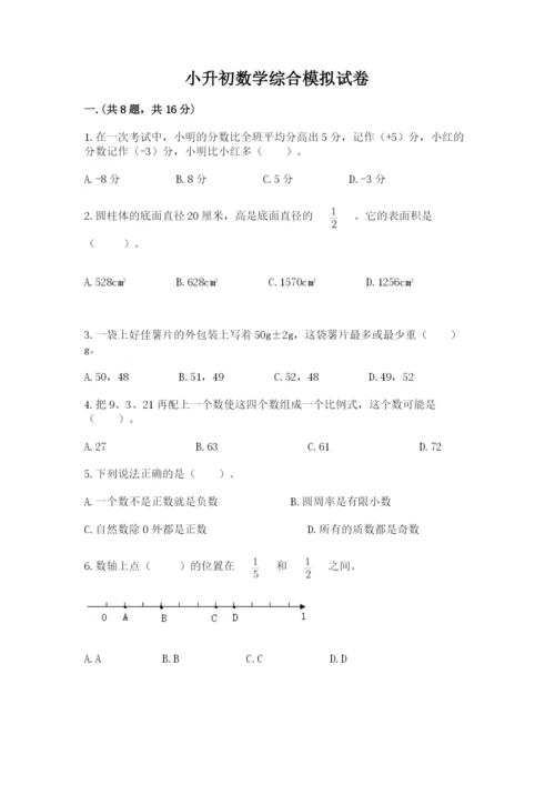 小升初数学综合模拟试卷及参考答案（研优卷）.docx