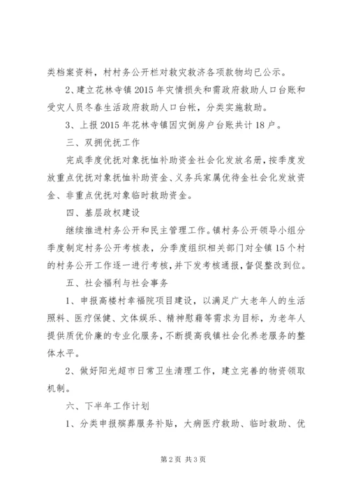 乡镇民政办上半年工作总结及下半年工作计划.docx