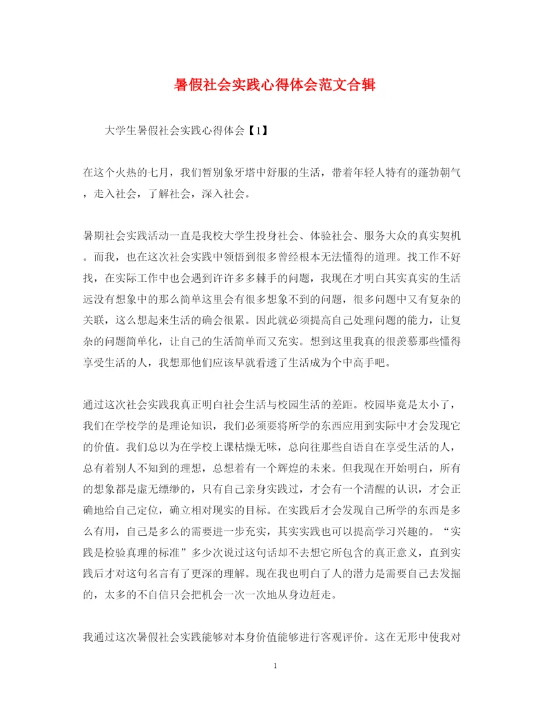 精编暑假社会实践心得体会范文合辑.docx