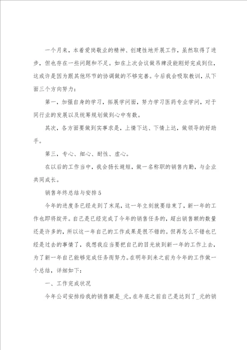 销售年终总结与计划最新十篇