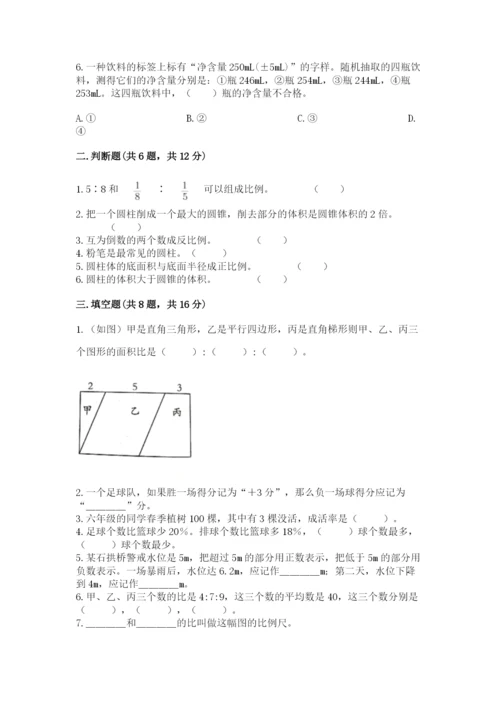 赣州市大余县六年级下册数学期末测试卷标准卷.docx