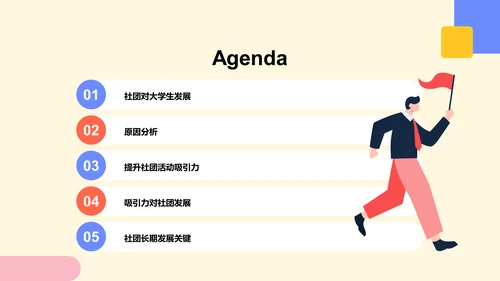 蓝色插画大学社团的活动发展PPT模板