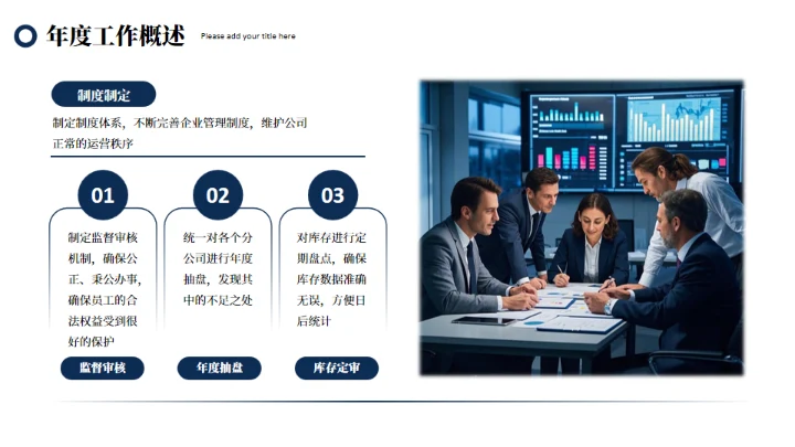 深蓝色商务风公司个人年终总结通用PPT模板