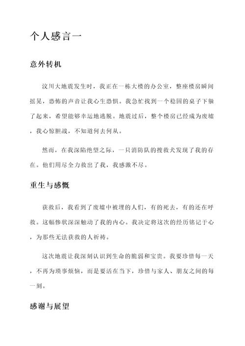 汶川大地震的获救个人感言
