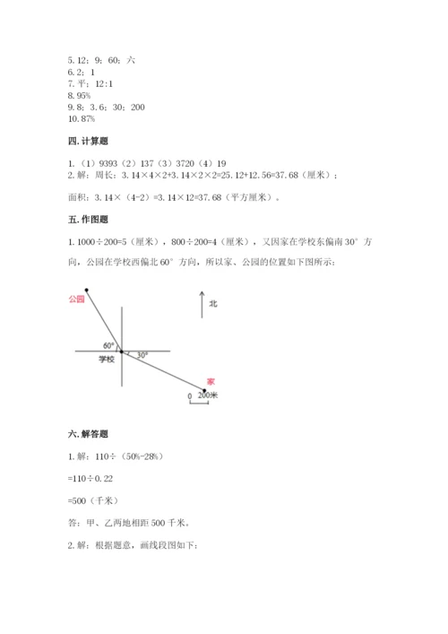 2022六年级上册数学期末测试卷（b卷）word版.docx