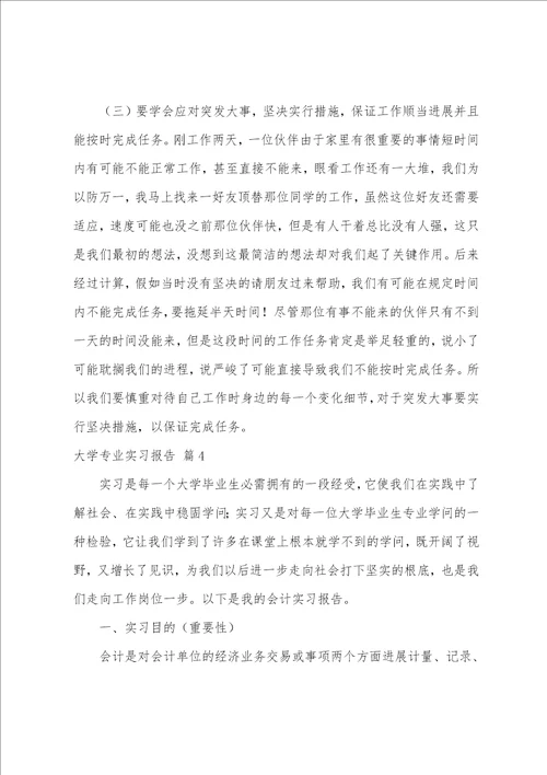 大学专业实习报告模板集锦9篇