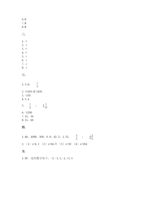 小学六年级下册数学摸底考试题及参考答案（综合卷）.docx