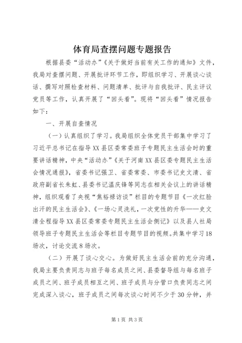 体育局查摆问题专题报告.docx