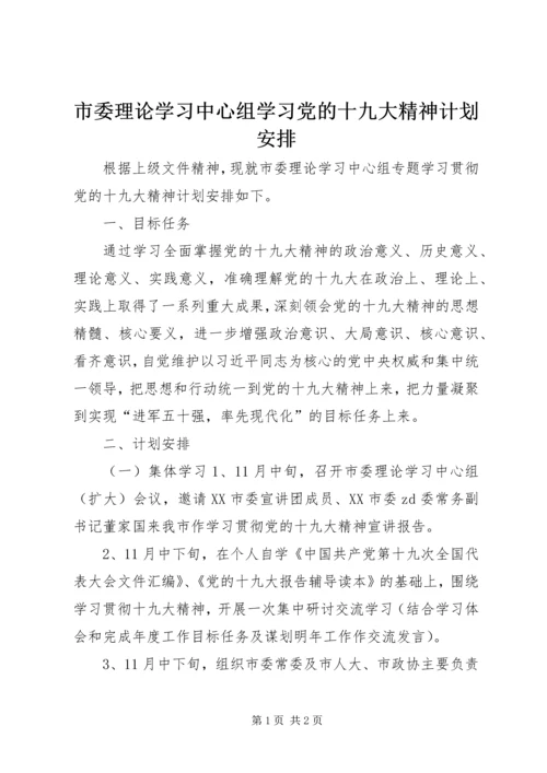 市委理论学习中心组学习党的十九大精神计划安排.docx