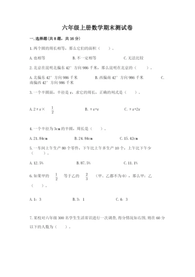 六年级上册数学期末测试卷附参考答案（研优卷）.docx