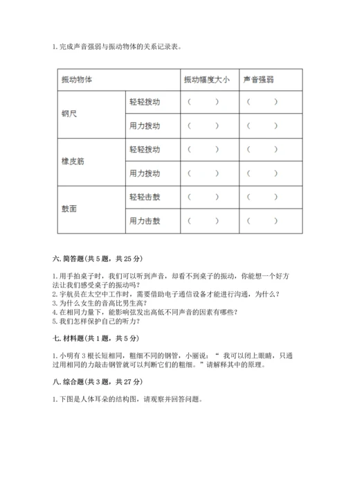 教科版科学四年级上册第一单元《声音》测试卷附完整答案（网校专用）.docx